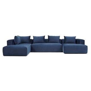 Kragelund Kornum | Venstrevendt U - sofa m. blå stof 